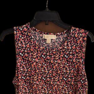 Michael Kors Pink Floral Ruffle Hem Tank Dress OX